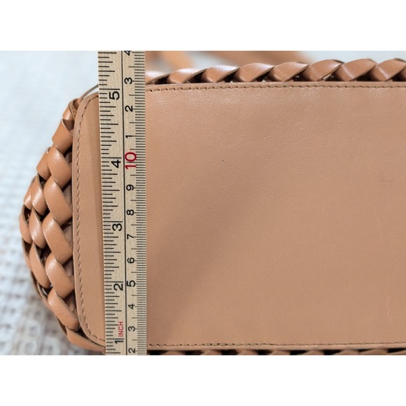 Fossil 75082 Leather Woven Basketweave Shoulder Bag Tan Camel Medium Tote - Picture 6 of 10